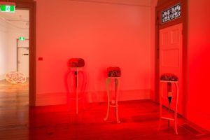 Installation view reSATURATEryb. Nuha Saad Soft Landing 2014, GCS Gallery Abbottsleigh. Image courtesy the Gallery and artists. Photo Richard Glover