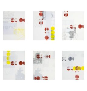 Sarah Robson, Spatial Equilibrium (Constraints), 2014. silkscreen monoprint. Acrylic with Lasceaux paste on stonehenge paper, 75x57cm. Image courtesy the artist