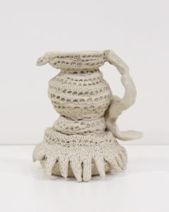 Glenn Barkley Libations pot with cactus forms, 2014-15. clay. 13x10.5x11cm. Image courtesy the artist and Utopia Art Sydney