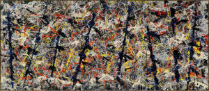 Jackson Pollock Blue Poles, #11, 1952 oil, enamel, aluminium paint, glass on canvas oil, enamel, aluminium paint, glass on canvas 212.1 h x 488.9 w cm Purchased 1973 Accession No: NGA 74.264 © Pollock - Krasner Foundation/ARS. Licensed by Viscopy
