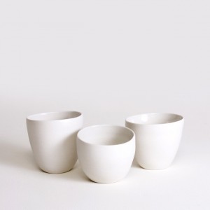 Szilvia Gyorgy handthrown mug off centre. porcelain. Image courtesy the artist and Planet Furniture.