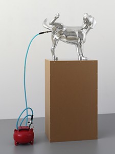 Richard Jackson Bad dog (blue) 2007. aluminium, hardware, MDO,formica. overall 177x76x62.5cm. Image courtesy the artist and Bathurst Regional Art Gallery